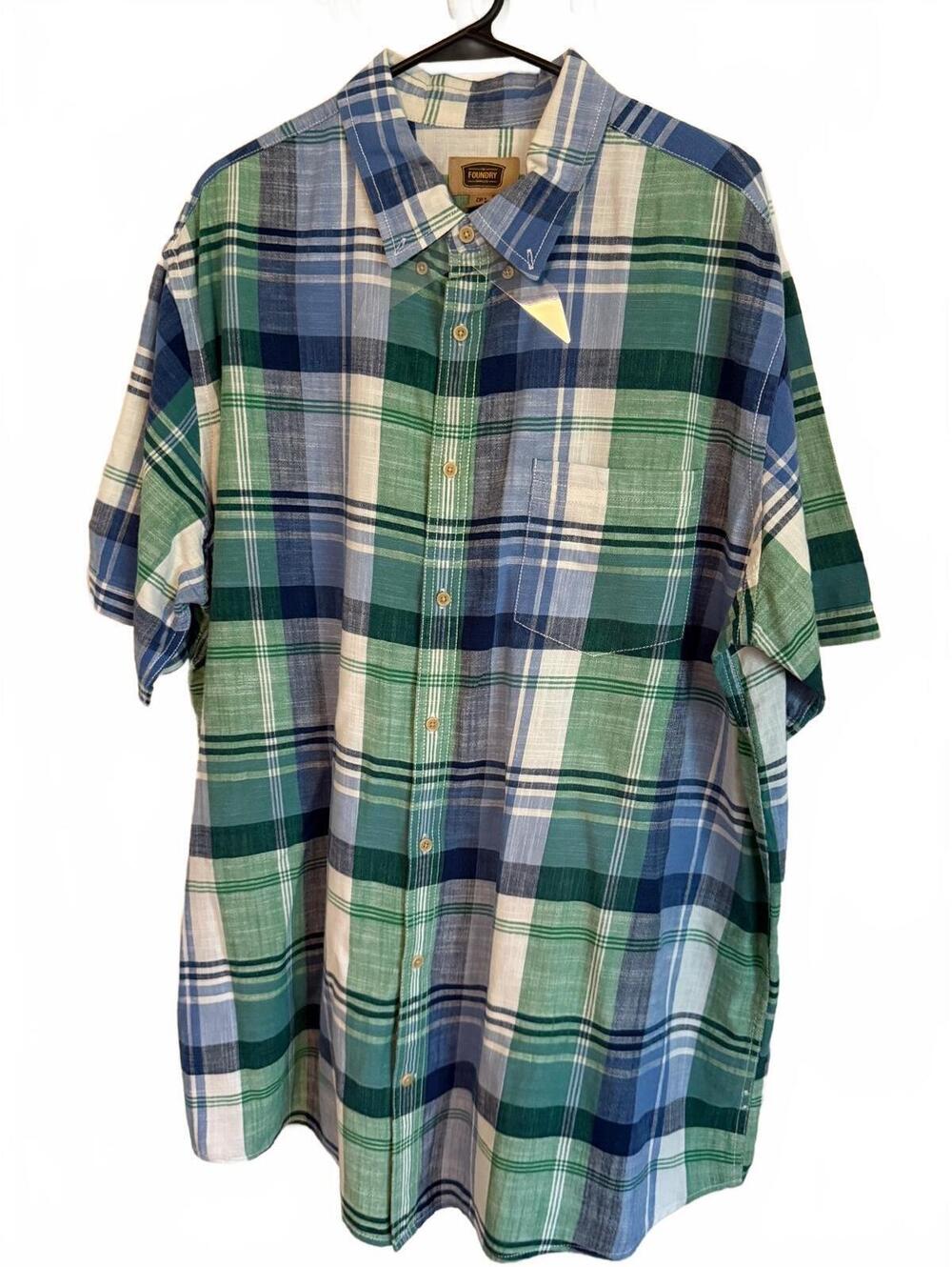 The Foundry Supply Co. Men's 2XLT Cotton Plaid Short Sleeve Shirt
